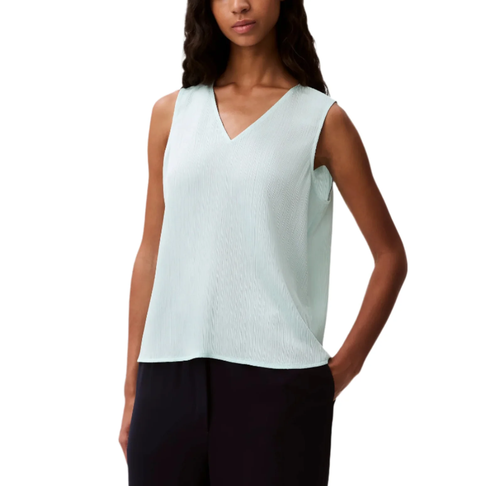 Calvin Klein Womens Plisse V-Neck Tank Top - Image 3