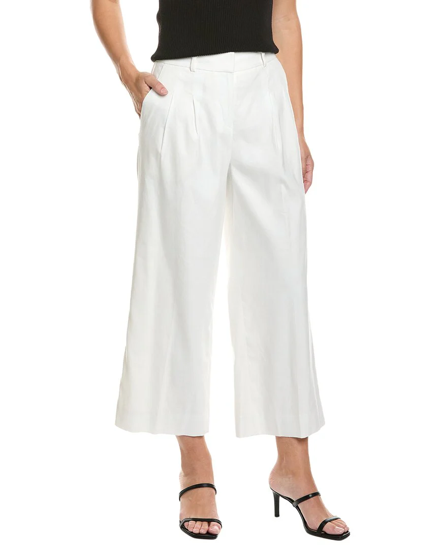 Brooks Brothers Womens Linen Blend Cropped Wide Leg Pants