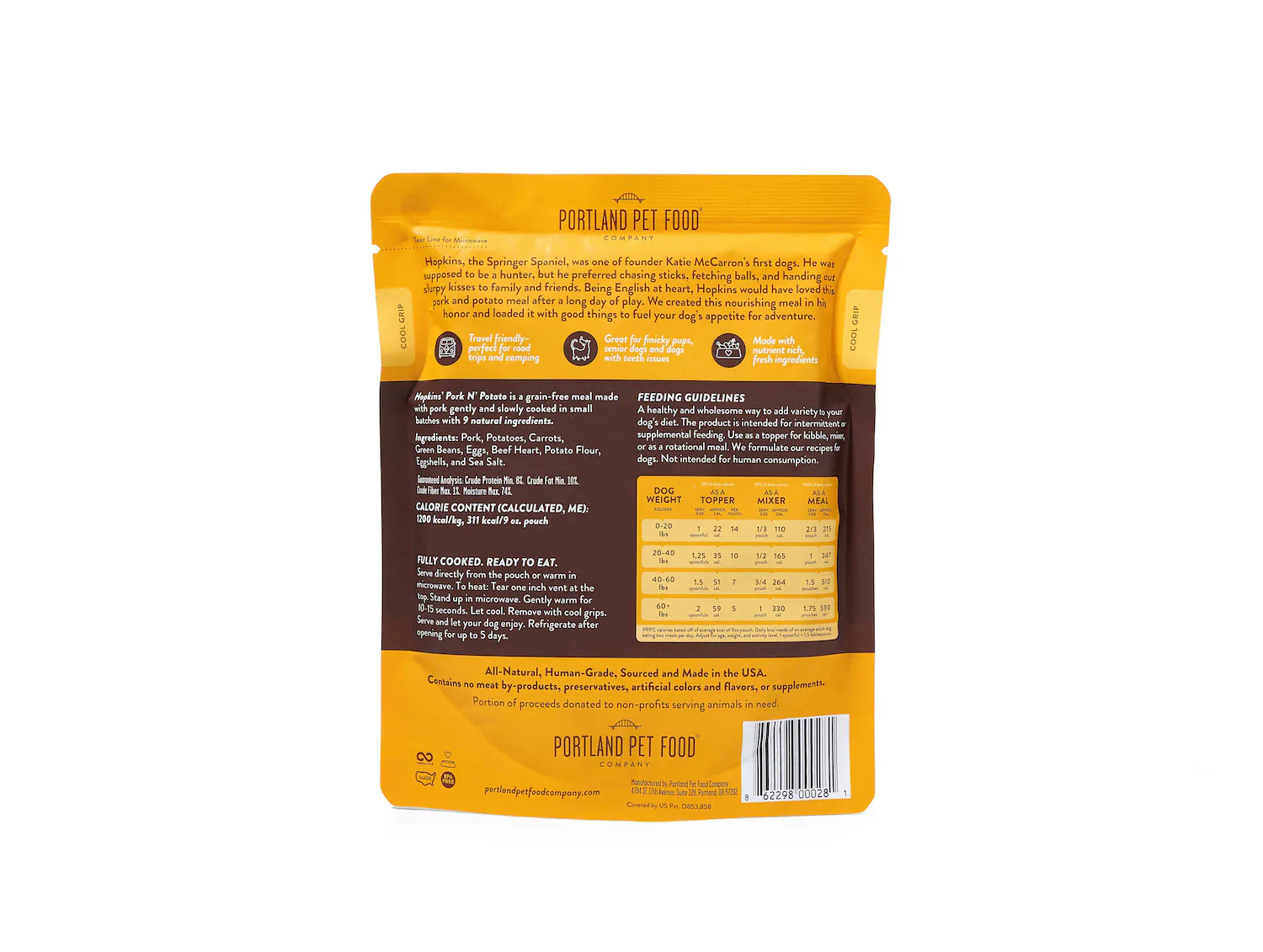 Portland Pet Food Company Hopkins' Pork N' Potato Homestyle Dog Meal Pouch - 9 oz. - Image 2