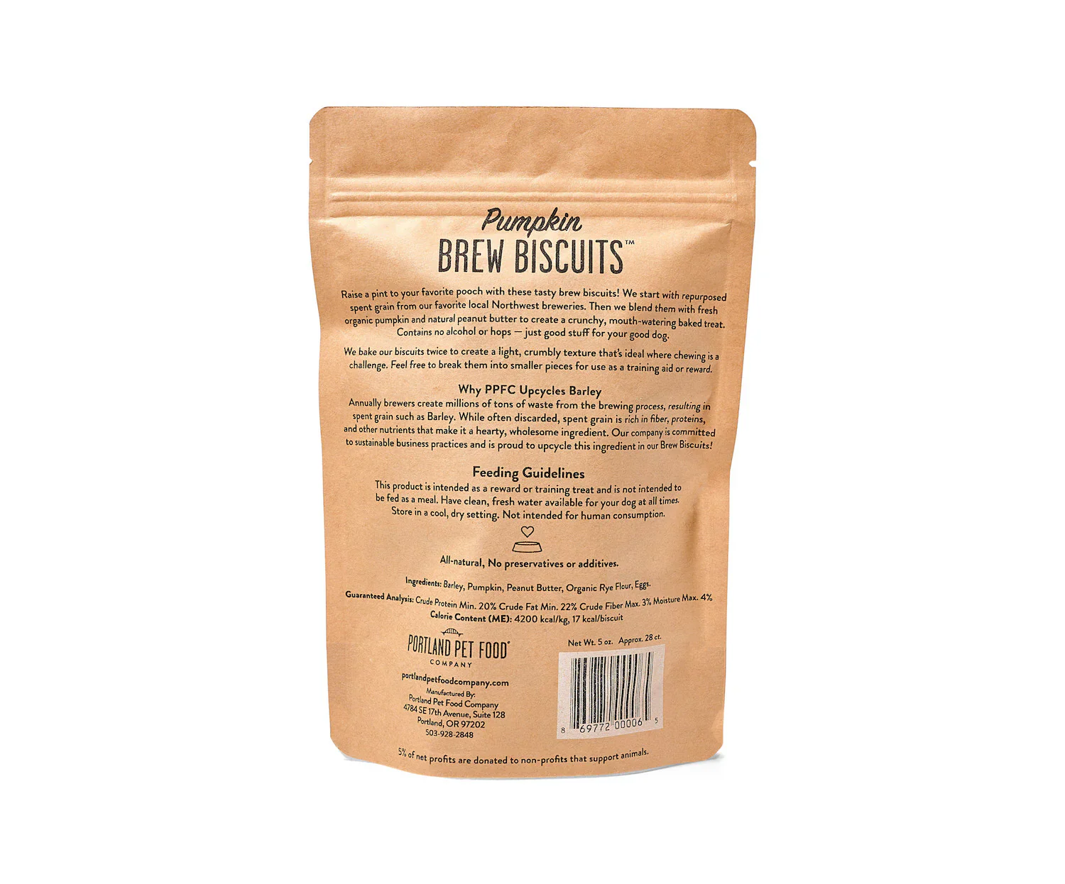 Portland Pet Food Company Brew Biscuits with Pumpkin Dog Treats - 5 oz. - Image 2