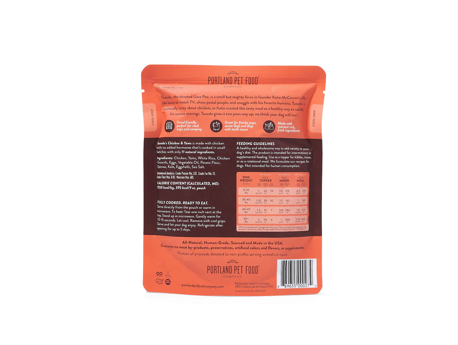 Portland Pet Food Company Tuxedo's Chicken & Yams Homestyle Dog Meal Pouch - 9 oz. - Image 2