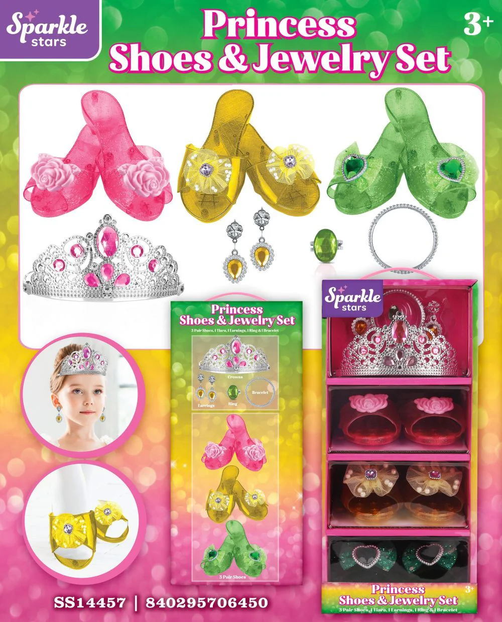 Sparkle Stars Princess Shoes and Jewelry Set - 3 Pair - Image 3
