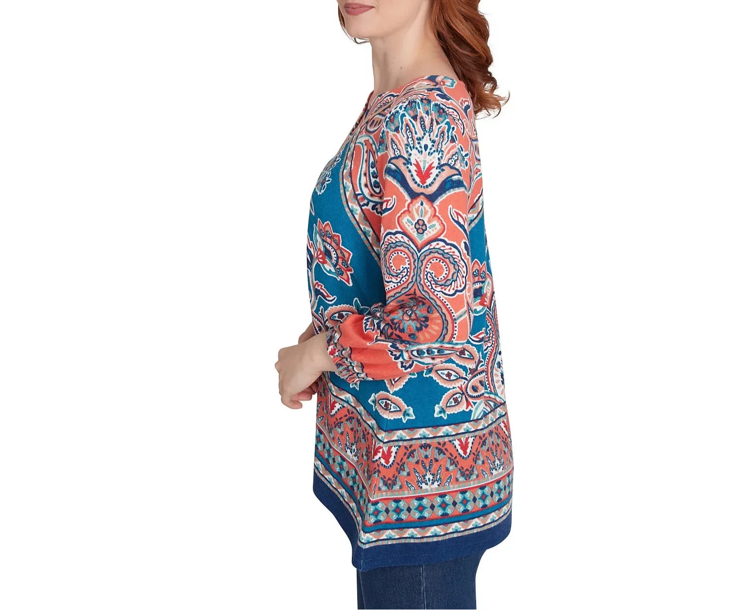 Ruby Rd. Womens Baroque Motif Hatchi Knit Top - Image 3