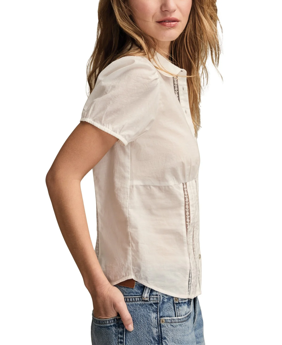 Lucky Brand Womens Puff Sleeve Buttondown Shirt - Image 3