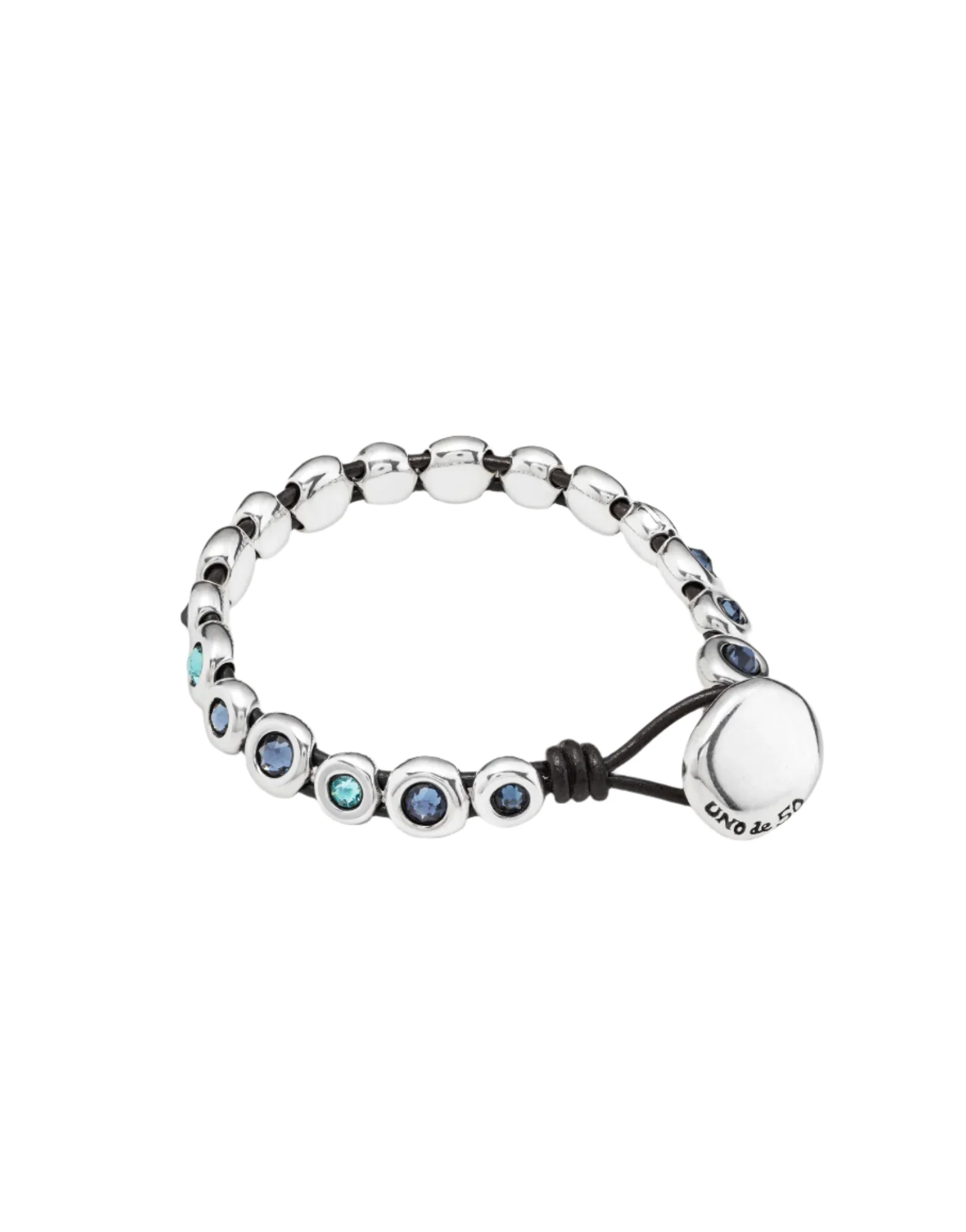 UNOde50 Magic Touch Silver-Plated Blue Crystal Leather Bracelet - Medium - Image 2
