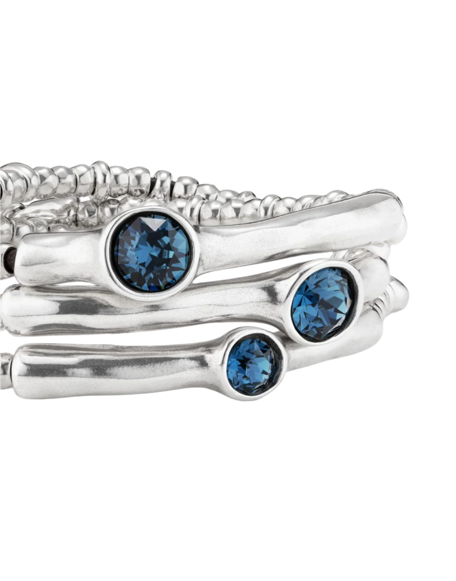 UNOde50 Delirium Silver-Plated Blue Crystal Triple Bracelet - Medium - Image 3