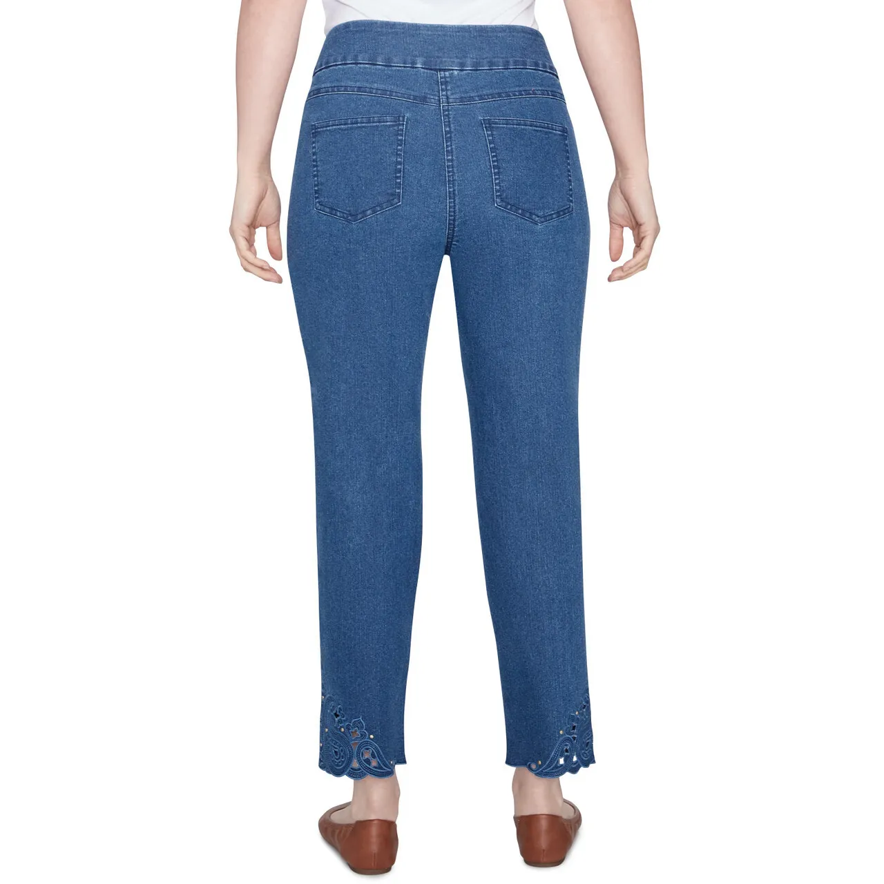 Ruby Rd. Womens Cutout Hem Extra Stretch Demin Jeans - Image 2