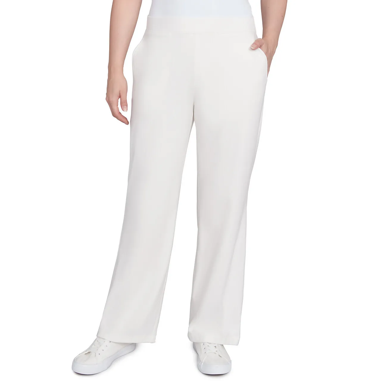 Ruby Rd. Womens Luxe Stretch Rib Knit Straight Leg Pull-On Pants - Image 2