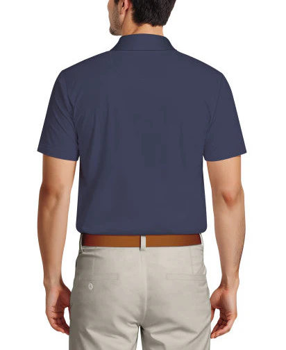 PGA Tour Mens Ombre Plaid Print Short Sleeve Golf Polo Shirt - Image 2