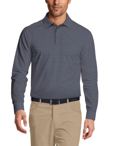 PGA Tour Mens Houndstooth Long Sleeve Golf Polo Shirt - Image 2