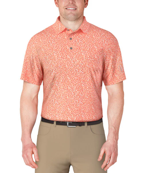 PGA Tour Mens Abstract Golf Flag Print Golf Short Sleeve Polo Shirt - Image 2