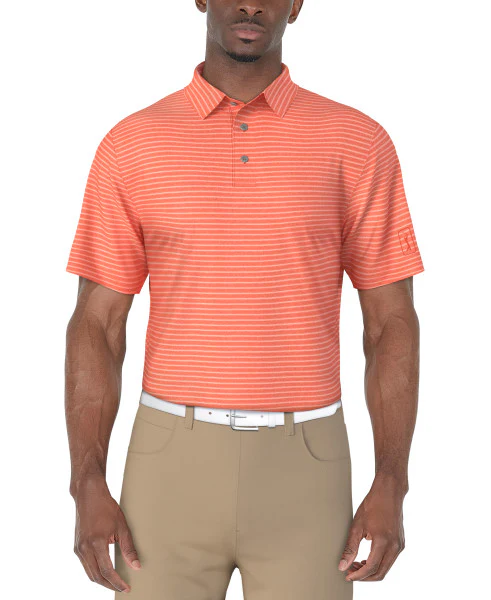 PGA Tour Mens Heather Feeder Stripe Golf Short Sleeve Polo Shirt - Image 3