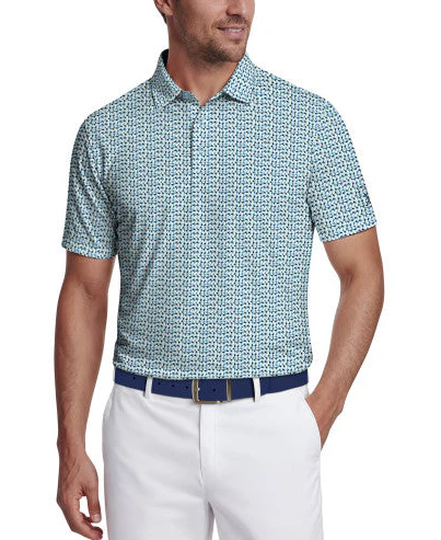 PGA Tour Mens All Over Energized Geo Print Golf Short Sleeve Polo Shirt