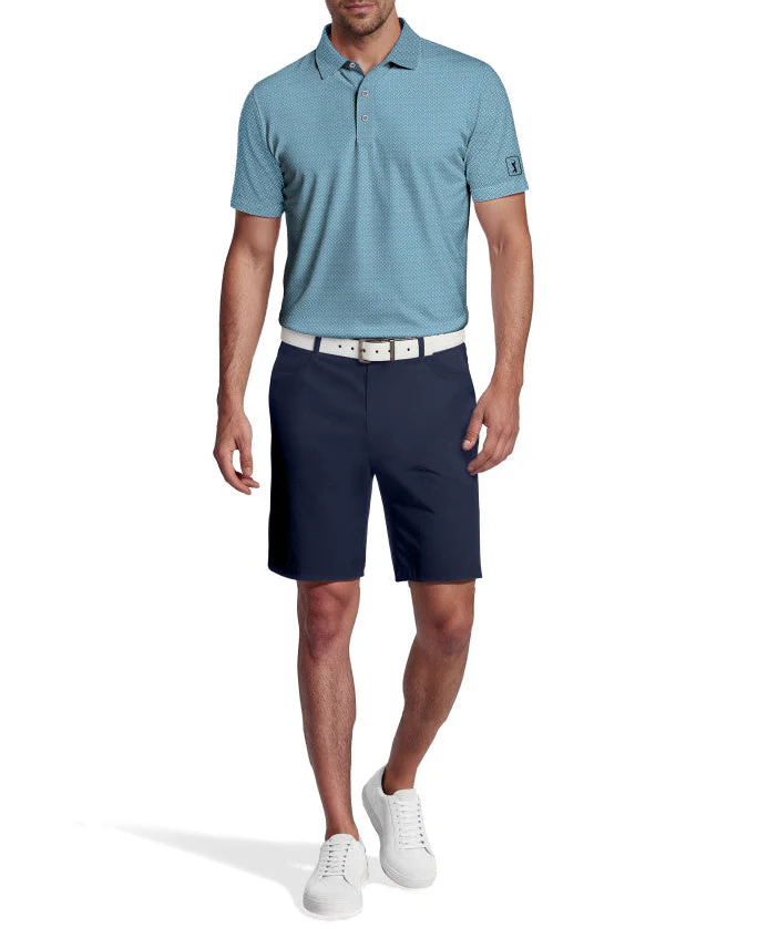 PGA Tour Mens Essential Geo Print Golf Short Sleeve Polo Shirt - Image 4