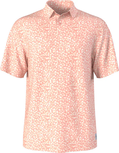 PGA Tour Mens All Over Abstract Floral Golf Short Sleeve Polo Shirt
