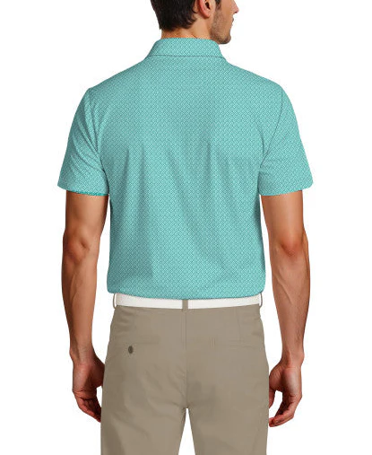 PGA Tour Mens Geo Print Short Sleeve Polo Shirt - Image 2