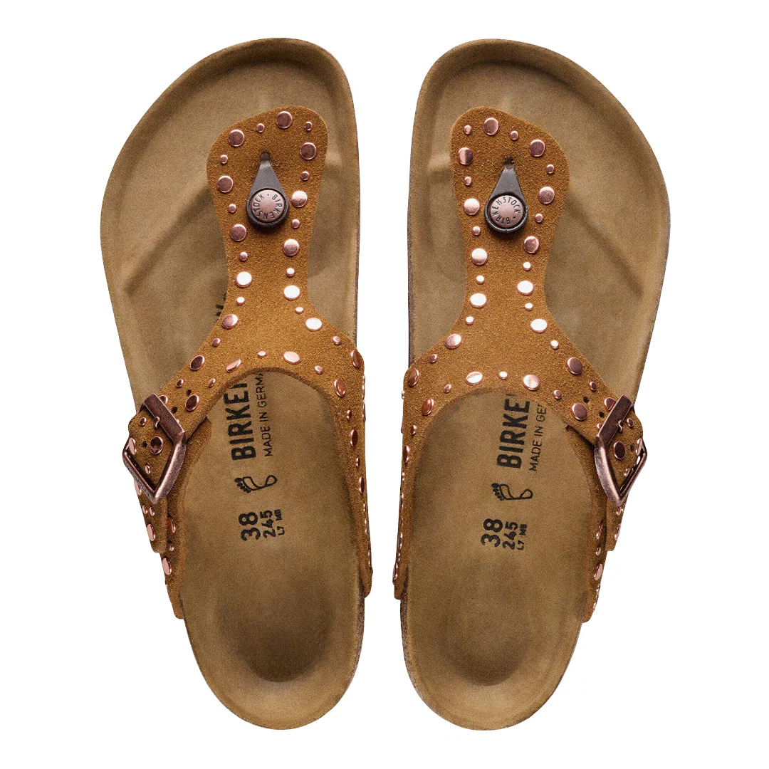 Birkenstock Womens Gizeh Rivets Suede Leather Sandals - Regular/Wide - Image 4