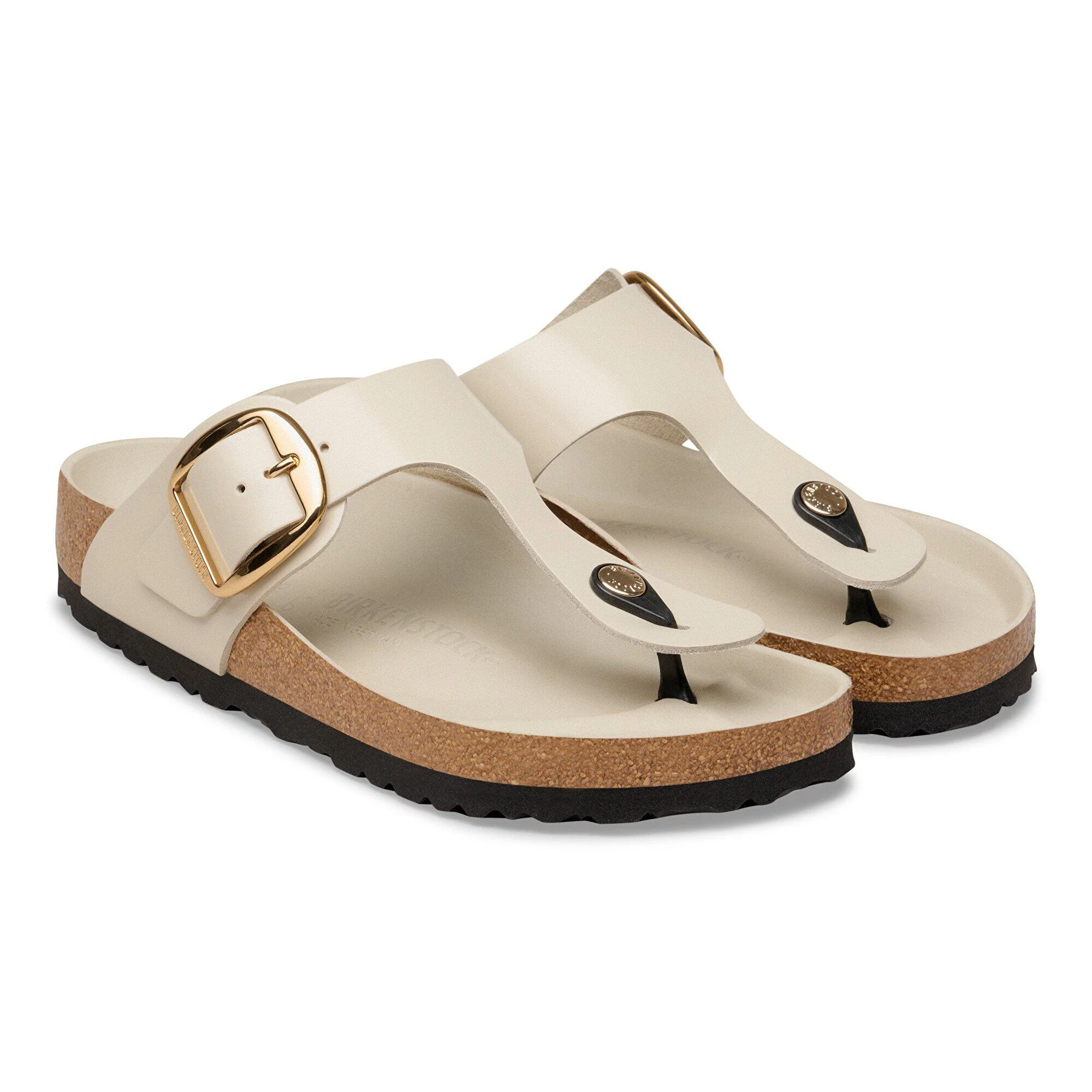 Birkenstocks Gizeh Big Buckle Natural Leather Patent Sandals - Image 3