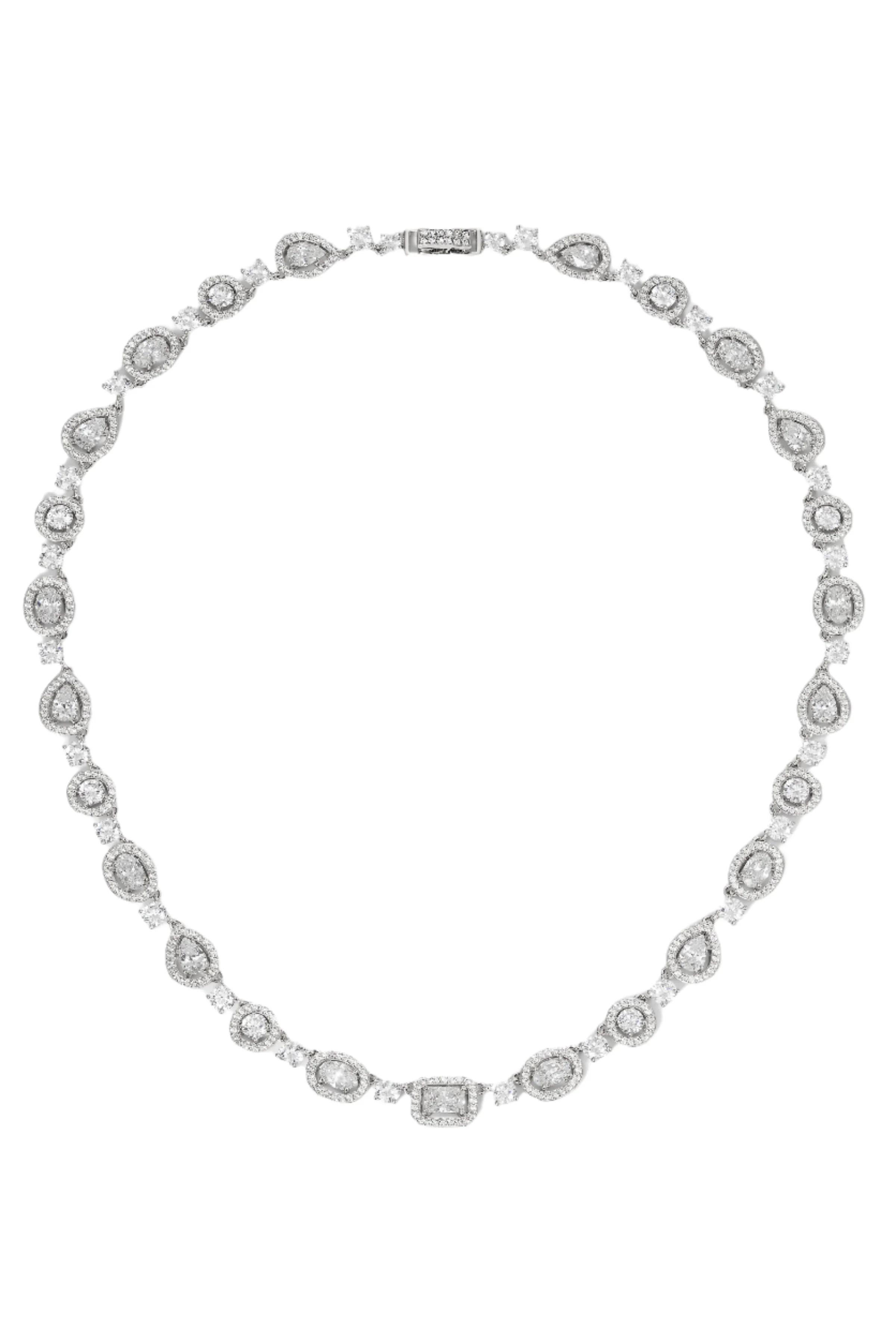 Nadri Radiant Silver-Tone Full Collar Cubic Zirconia Necklace