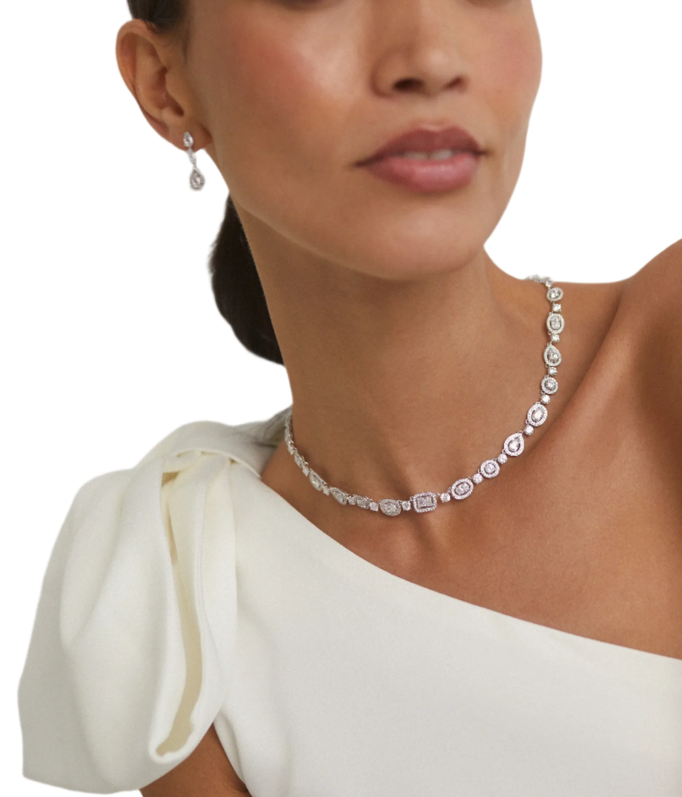 Nadri Radiant Silver-Tone Full Collar Cubic Zirconia Necklace - Image 2