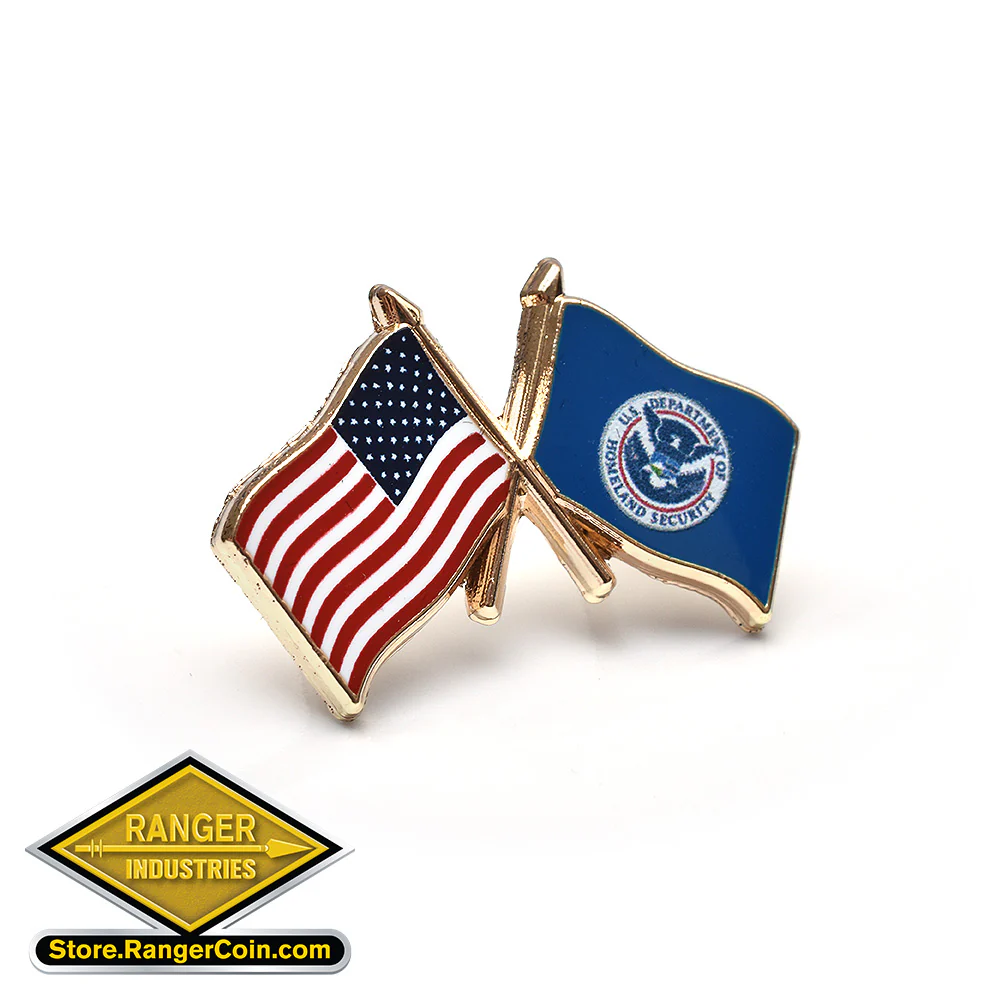 Ranger USA/DHS Crossed Flag Pin