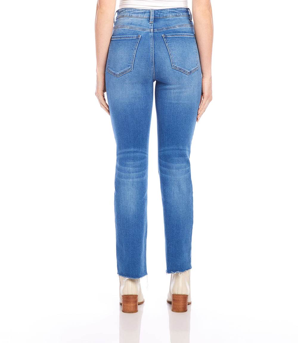 Karen Kane Womens Raw Hem Straight Jeans - Image 3