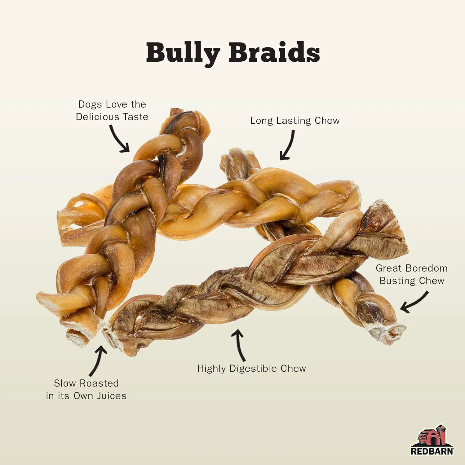 Redbarn All-Natural Braided Bully Sticks - 12" - Image 3