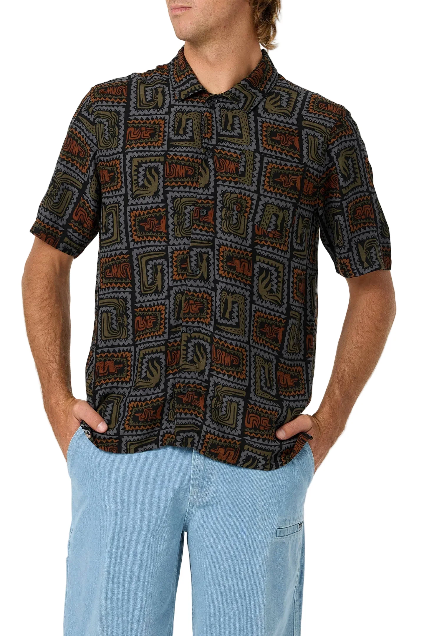 O'Neill Mens Relaxed Woven Camp Button Down Short Sleeve Shirt - Image 3