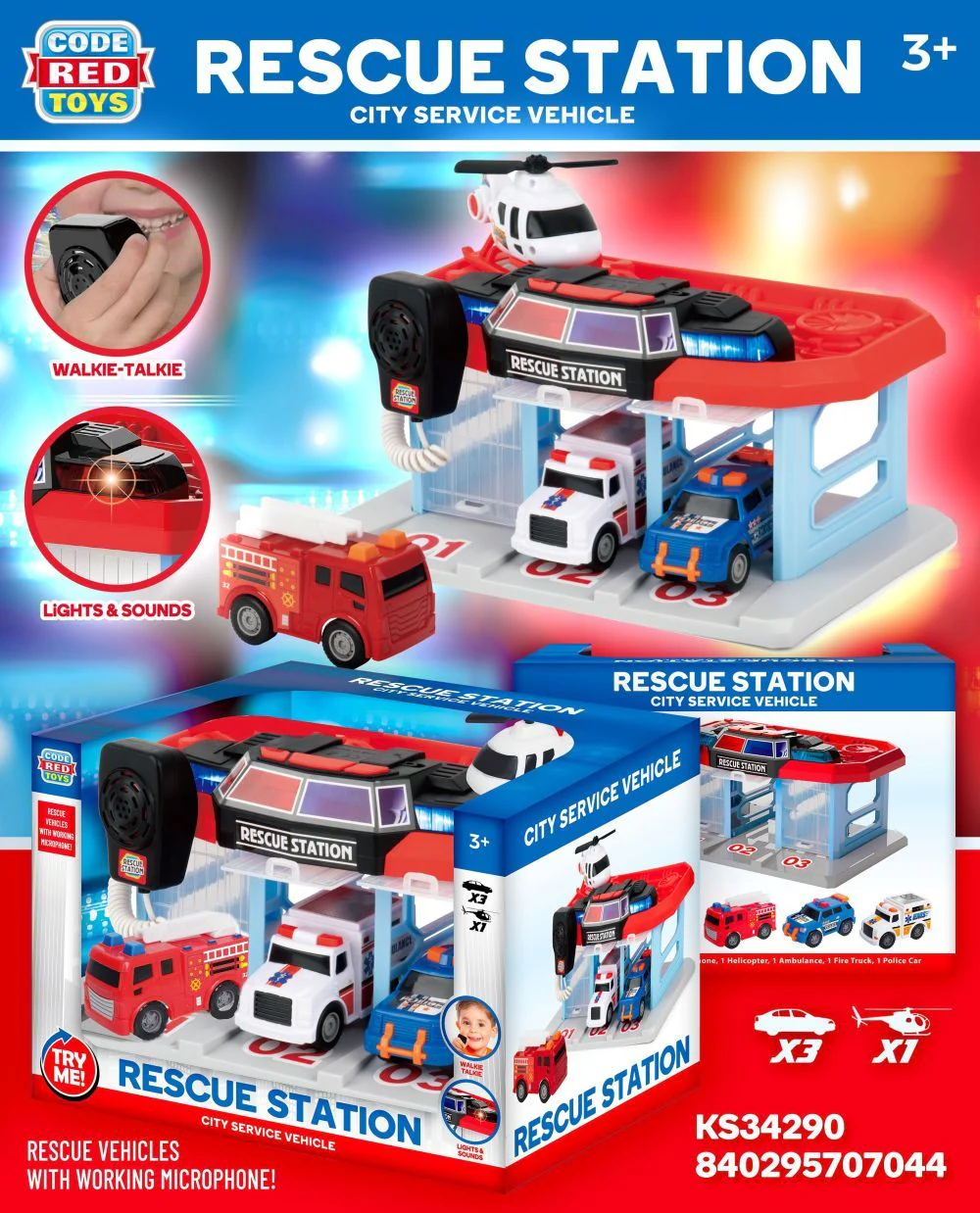 Code Red Toys Rescue Station City Service Vehicle Toy - Image 4