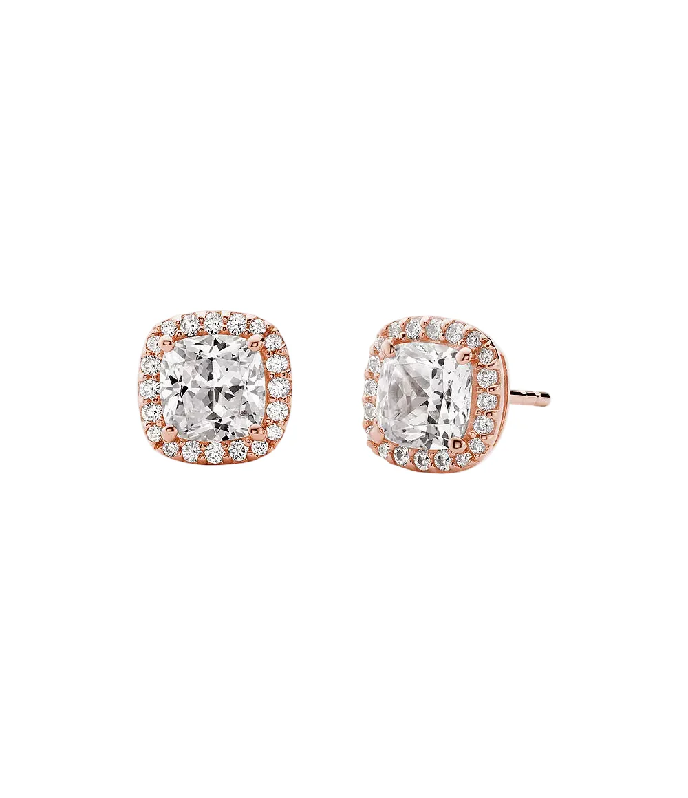Michael Kors Cushion Cut Stud Earrings - Rose Gold Plated