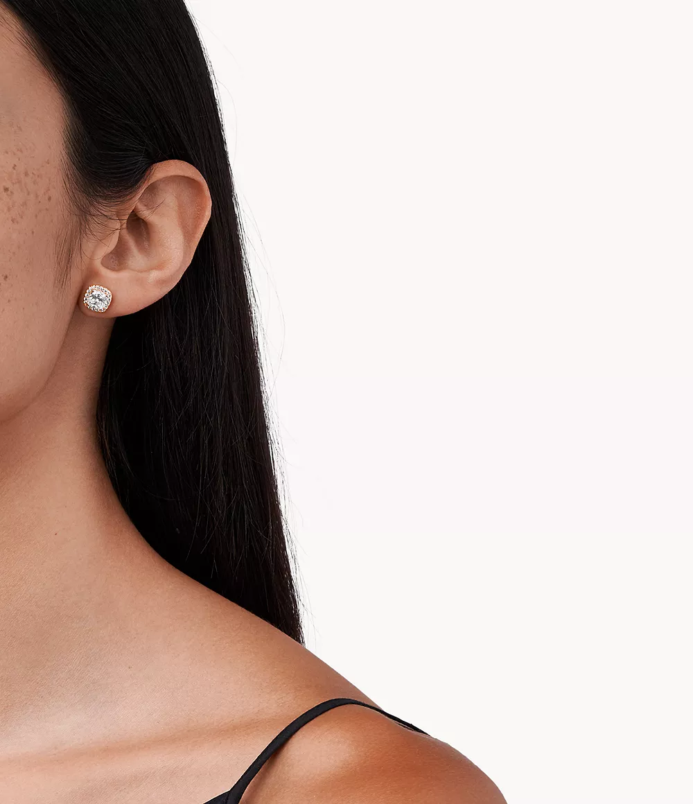 Michael Kors Cushion Cut Stud Earrings - Rose Gold Plated - Image 3