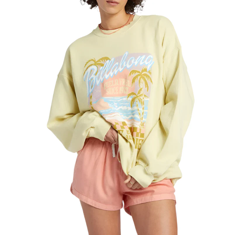Billabong Womens Ride In Fleece Pullover Crewneck Sweatshirt - Image 3