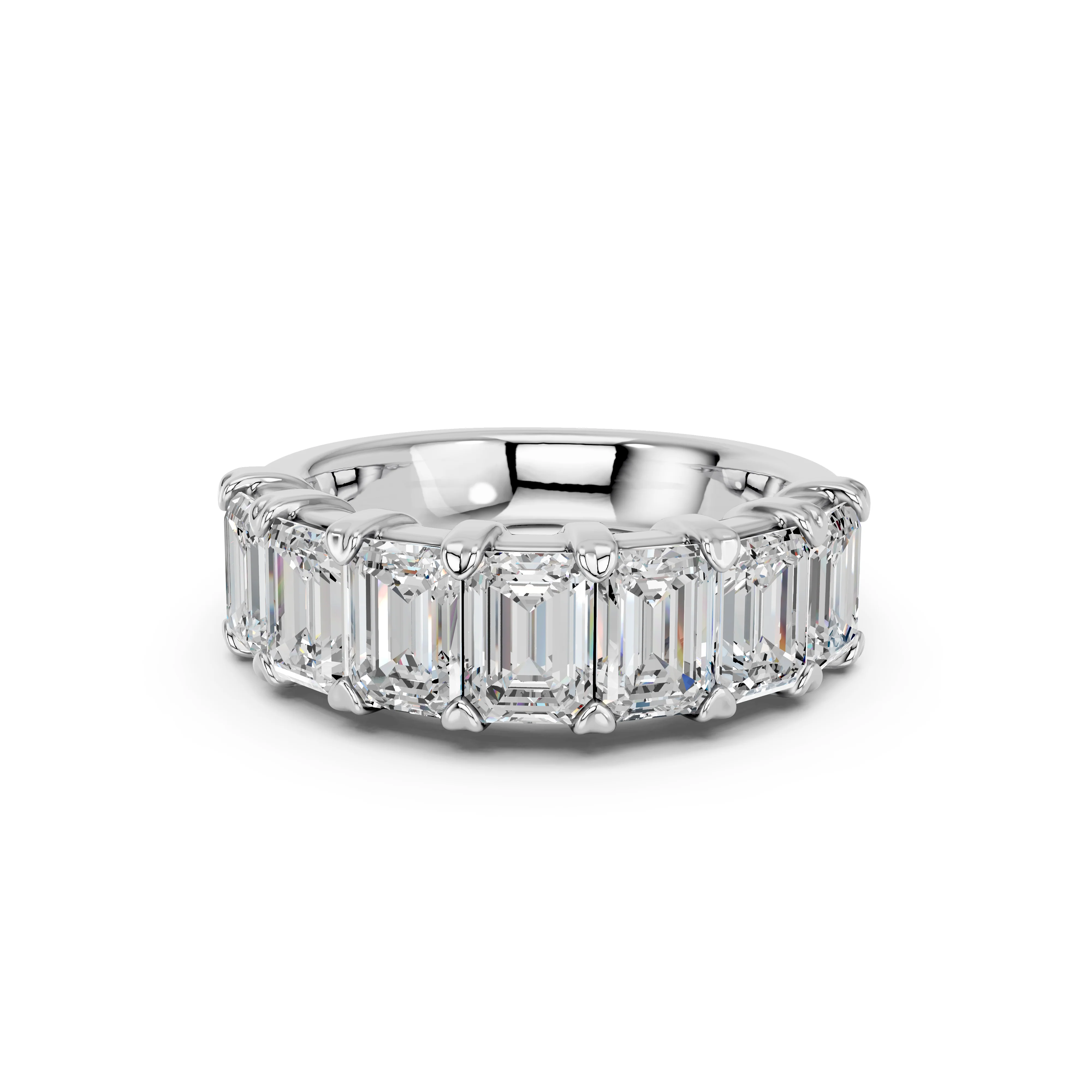 Badgley Mischka 3.00 CTW Emerald Cut Diamond Sterling Silver Band Ring - Size 7