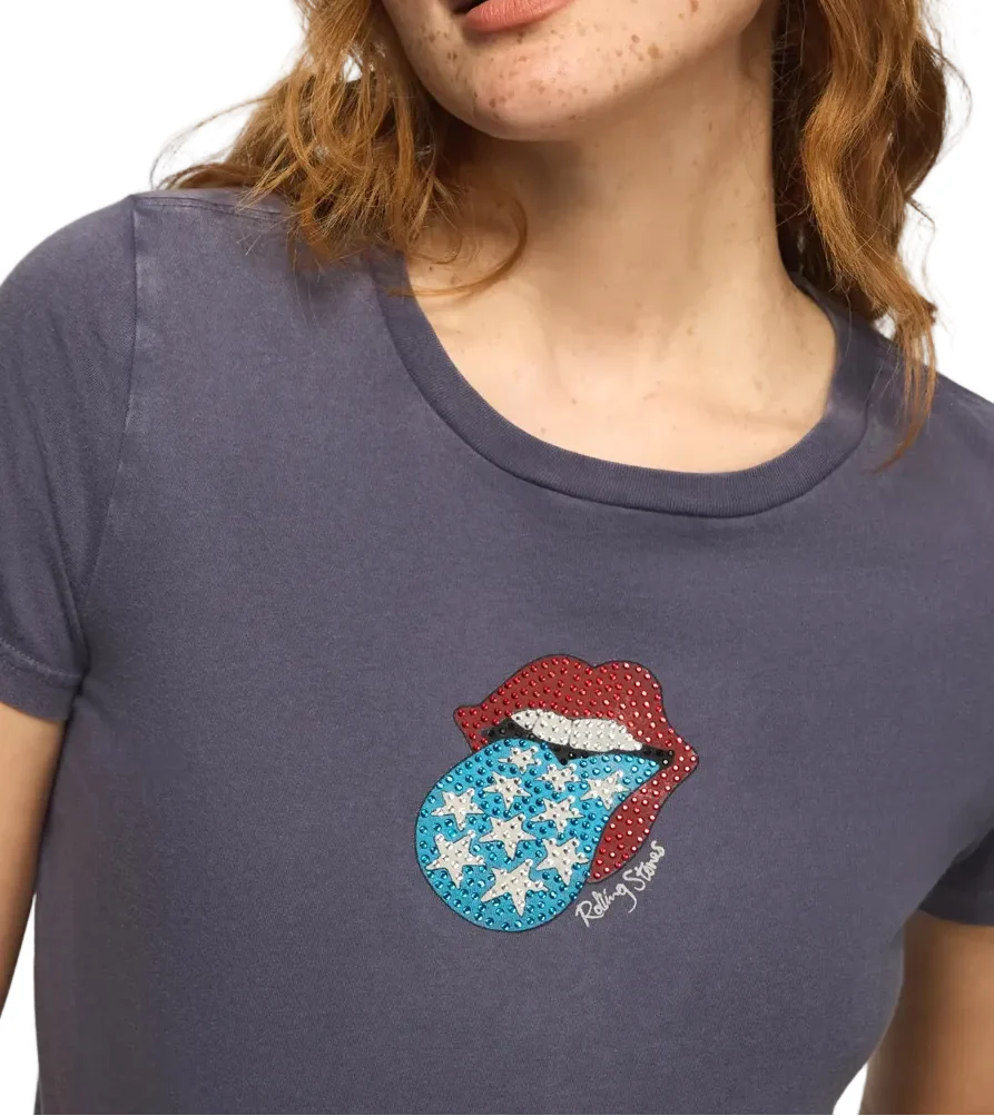 Lucky Brand Womens Rolling Stones Americana Classic Crew Short Sleeve T-Shirt - Image 3