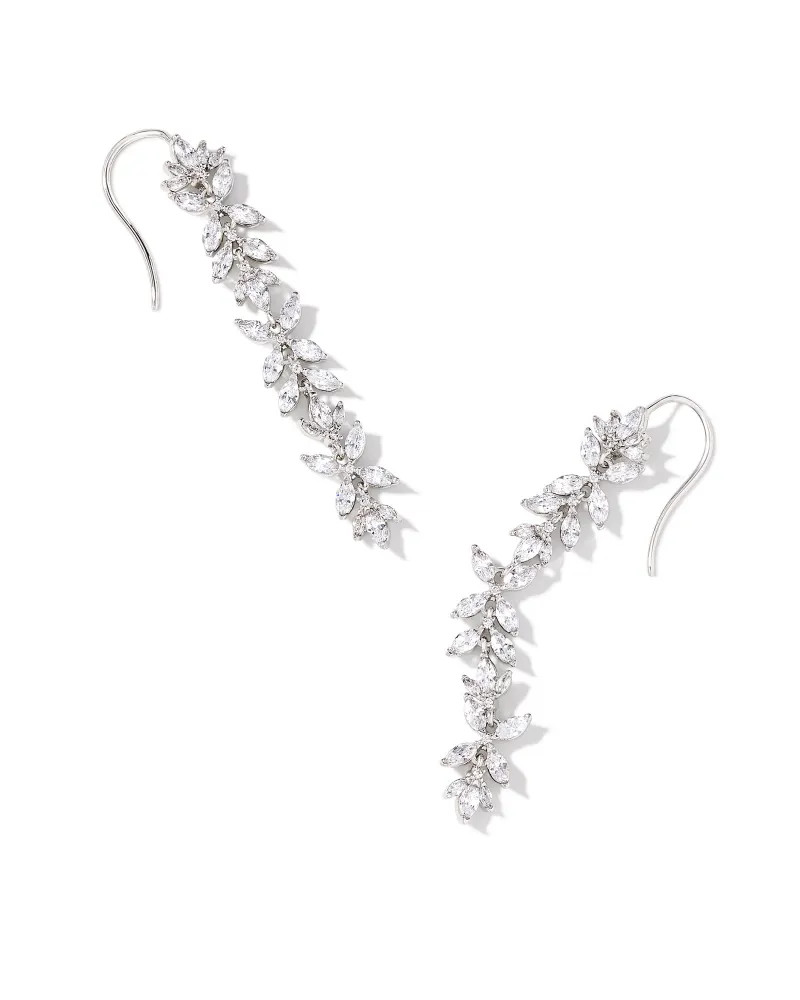 Kendra Scott Rosalie White Cubic Zirconia Silver Linear Earrings