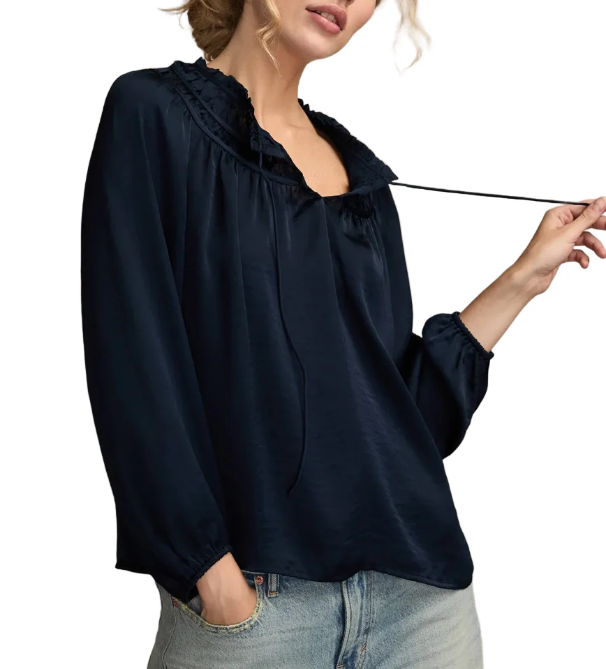Lucky Brand Womens Ruched Peasant Top - Image 2