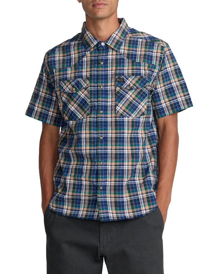 RVCA Mens Dayshift Truckin Plaid Short Sleeve Shirt - Image 3