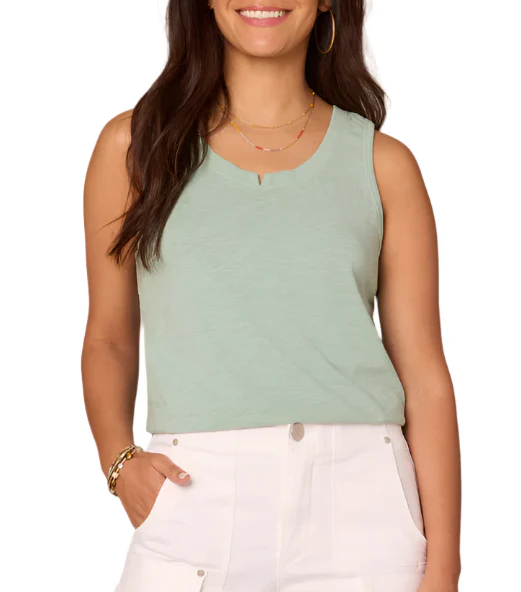 Democracy Womens Sleeveless Notched Scoop Neck Side Slit Hem Knit Tank Top - Image 2