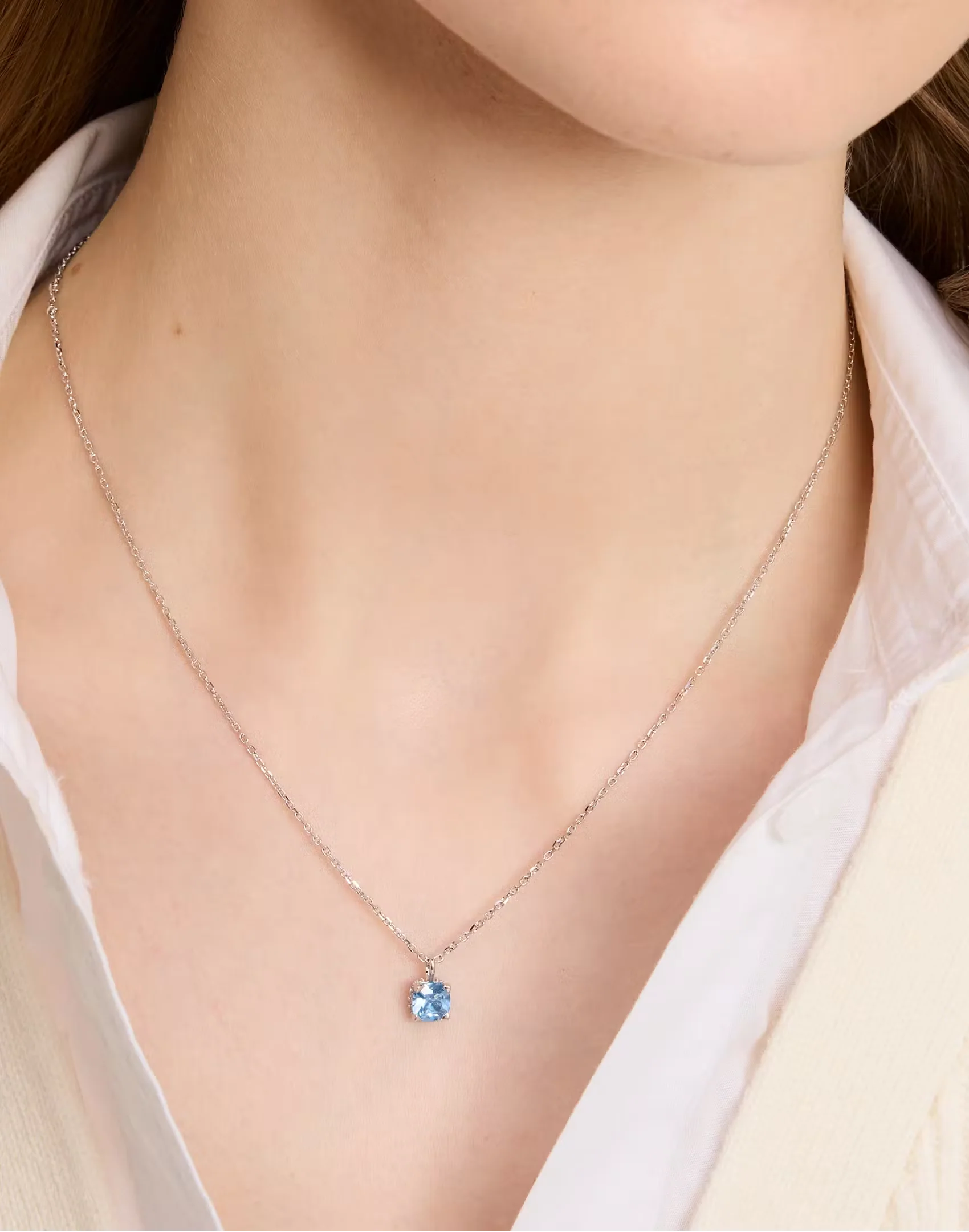 Kate Spade Little Luxuries 6mm Blue Square Pendant Necklace - Image 3