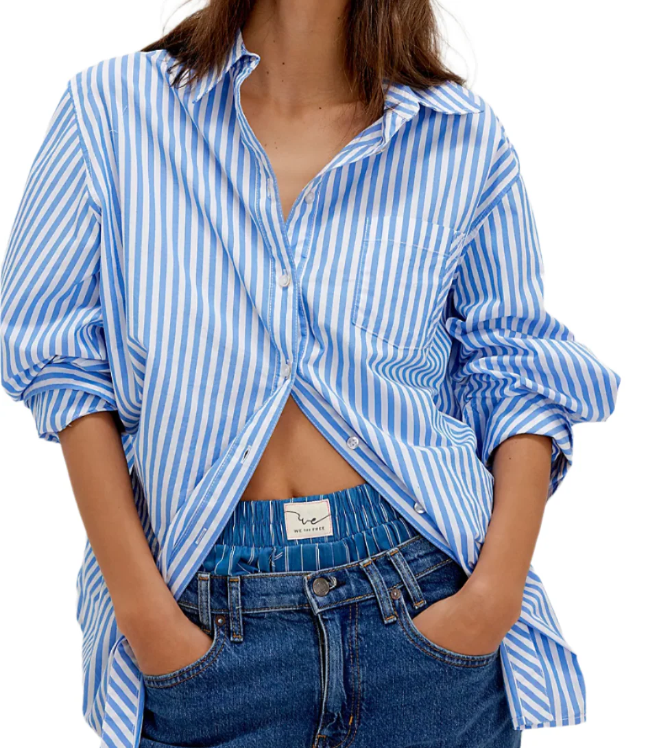Free People Womens Sabine Striped Articulated Shirt - Image 2