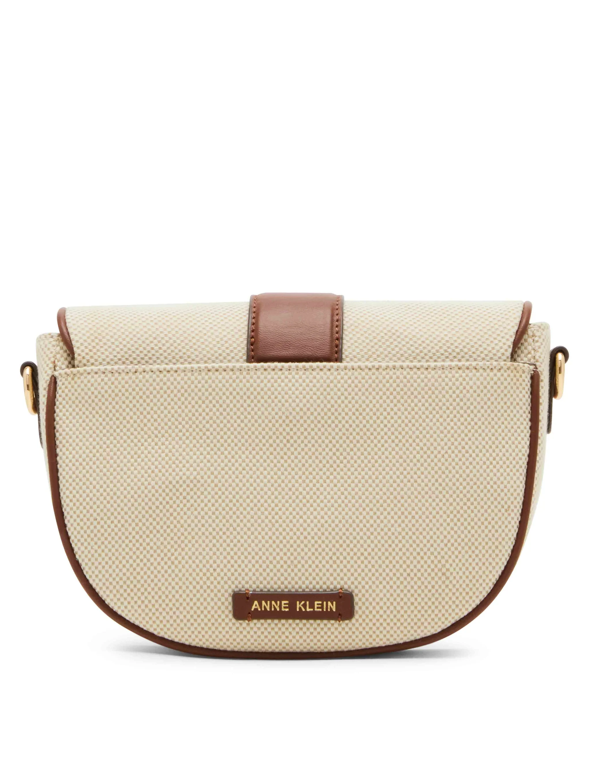 Anne Klein Covered Buckle Canvas Saddle Crossbody Handbag - Image 2