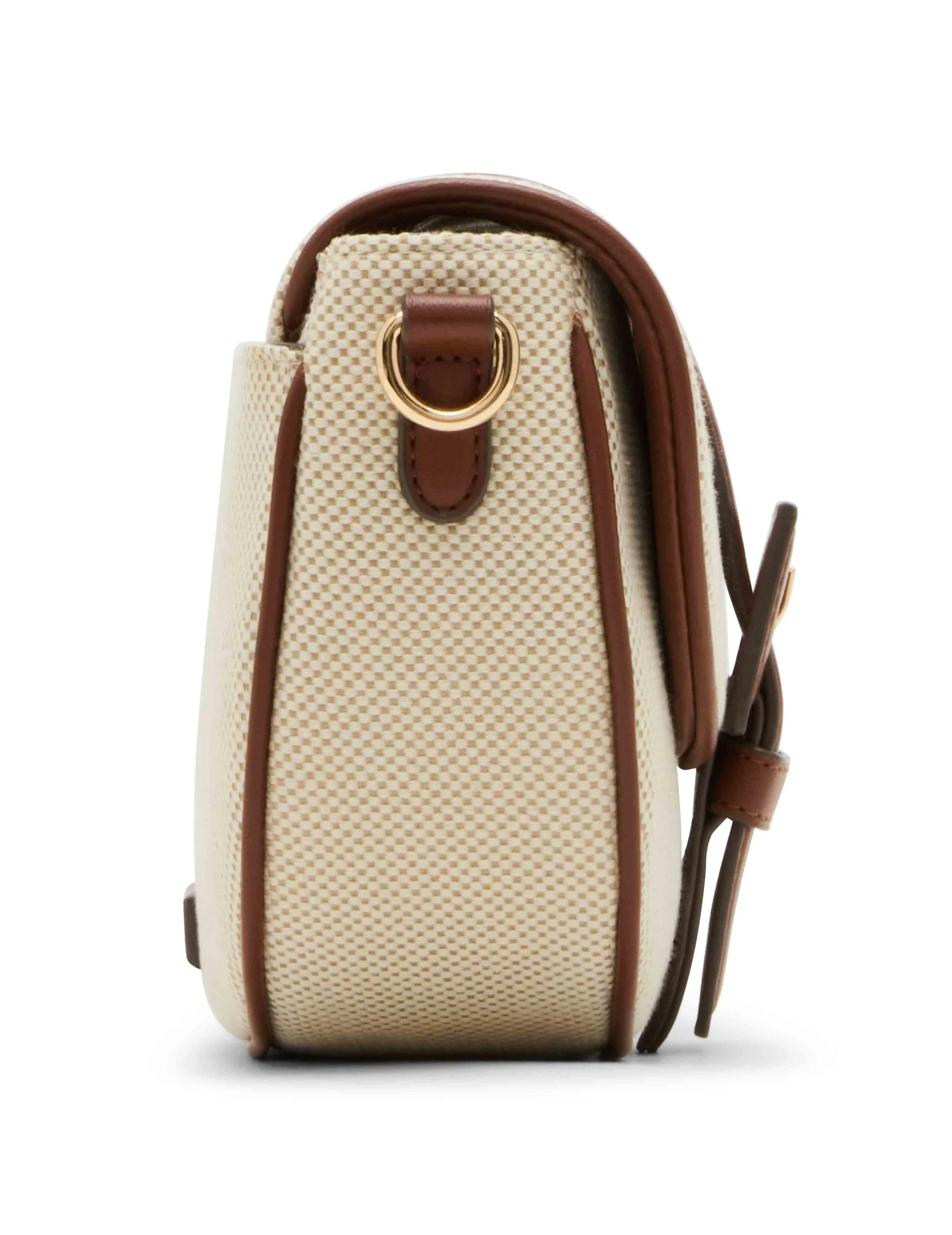 Anne Klein Covered Buckle Canvas Saddle Crossbody Handbag - Image 3