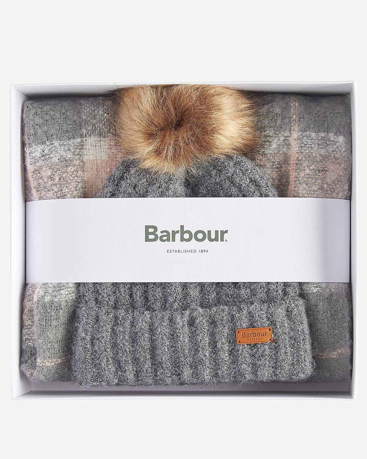 Barbour Womens Saltburn Beanie & Tartan Scarf Gift Set - Image 5