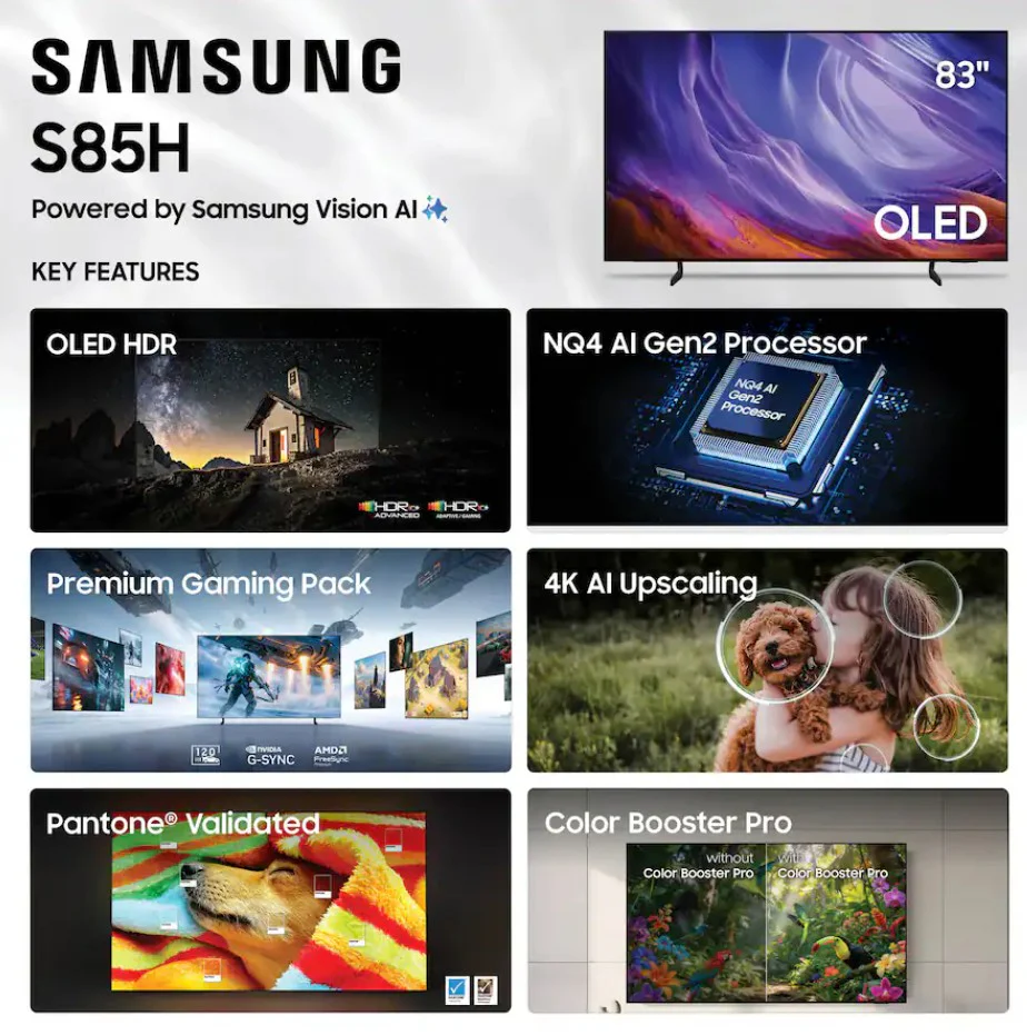 Samsung 55'' Class S85H OLED 4K UHD SmartVision AI Smart Tizen TV (2026) - Image 6