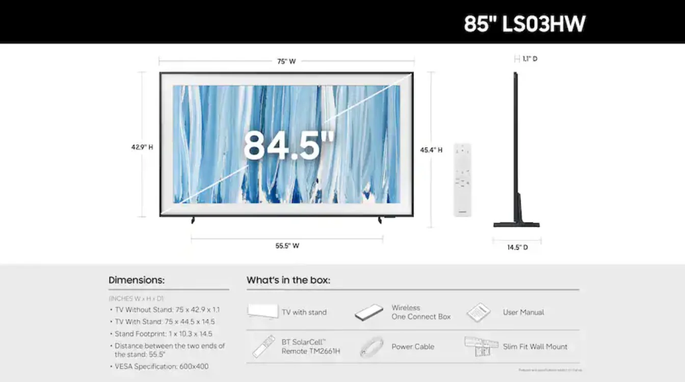 Samsung 85” Class LS03HW Series The Frame Pro 4K UHD SamsungVision AI Smart Tizen TV (2026) - Image 6