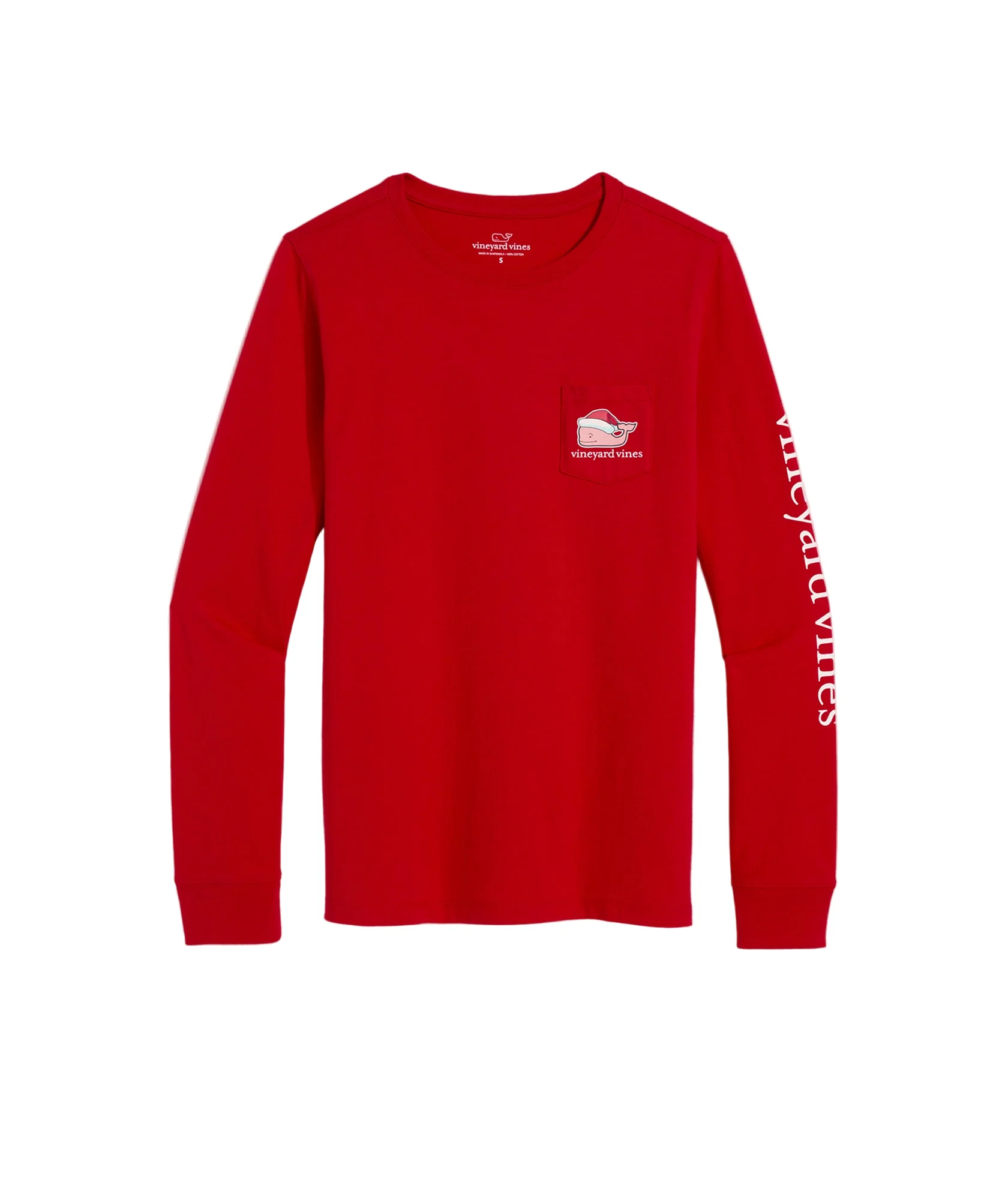 Vineyard Vines Womens Santa Whale Long-Sleeve Pocket T-Shirt - Image 2