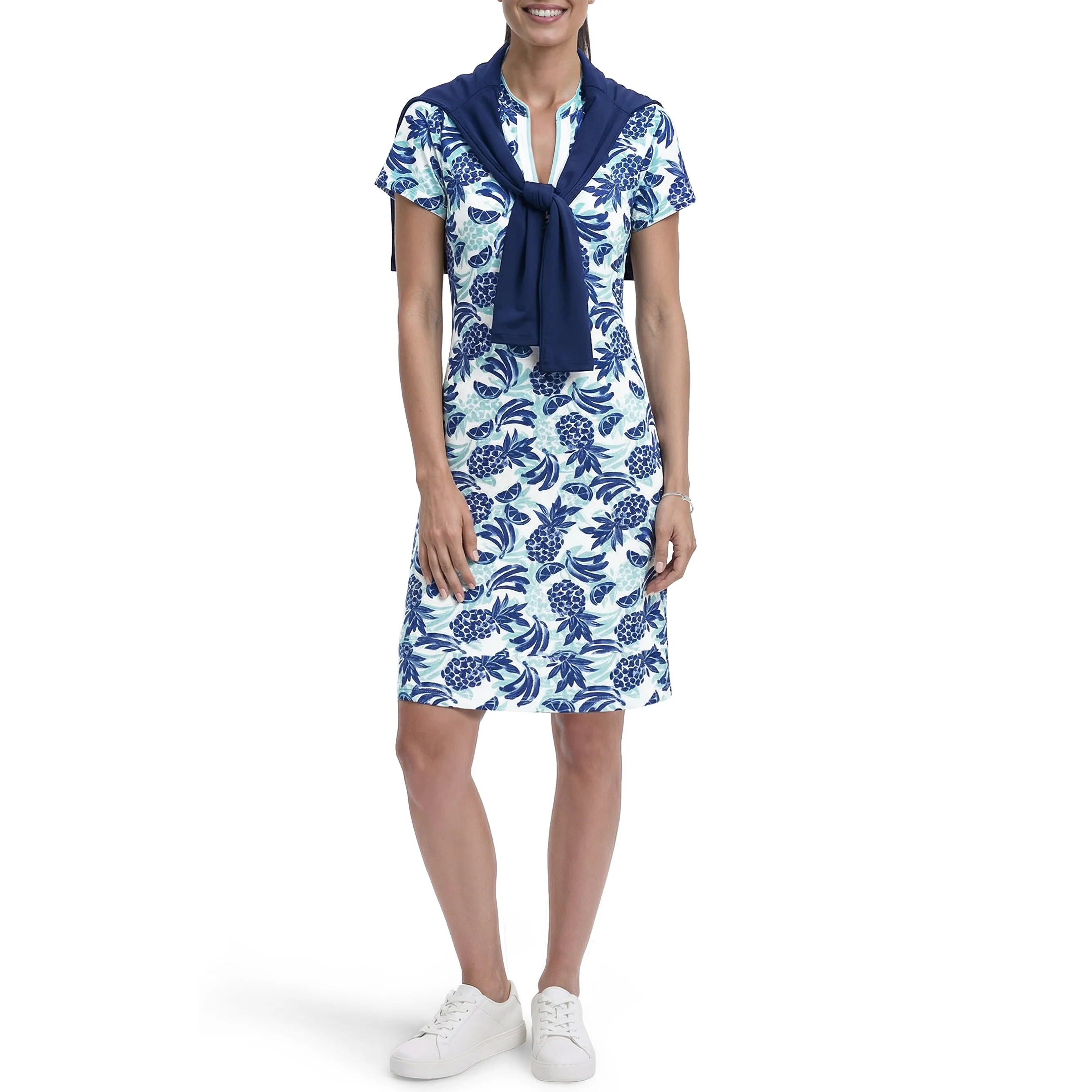 IZOD Womens Sara Printed Short Sleeve Dress - Image 4