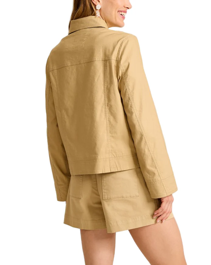 Tommy Bahama Womens Seaside Breeze Cropped Stretch-Linen Jacket - Image 3