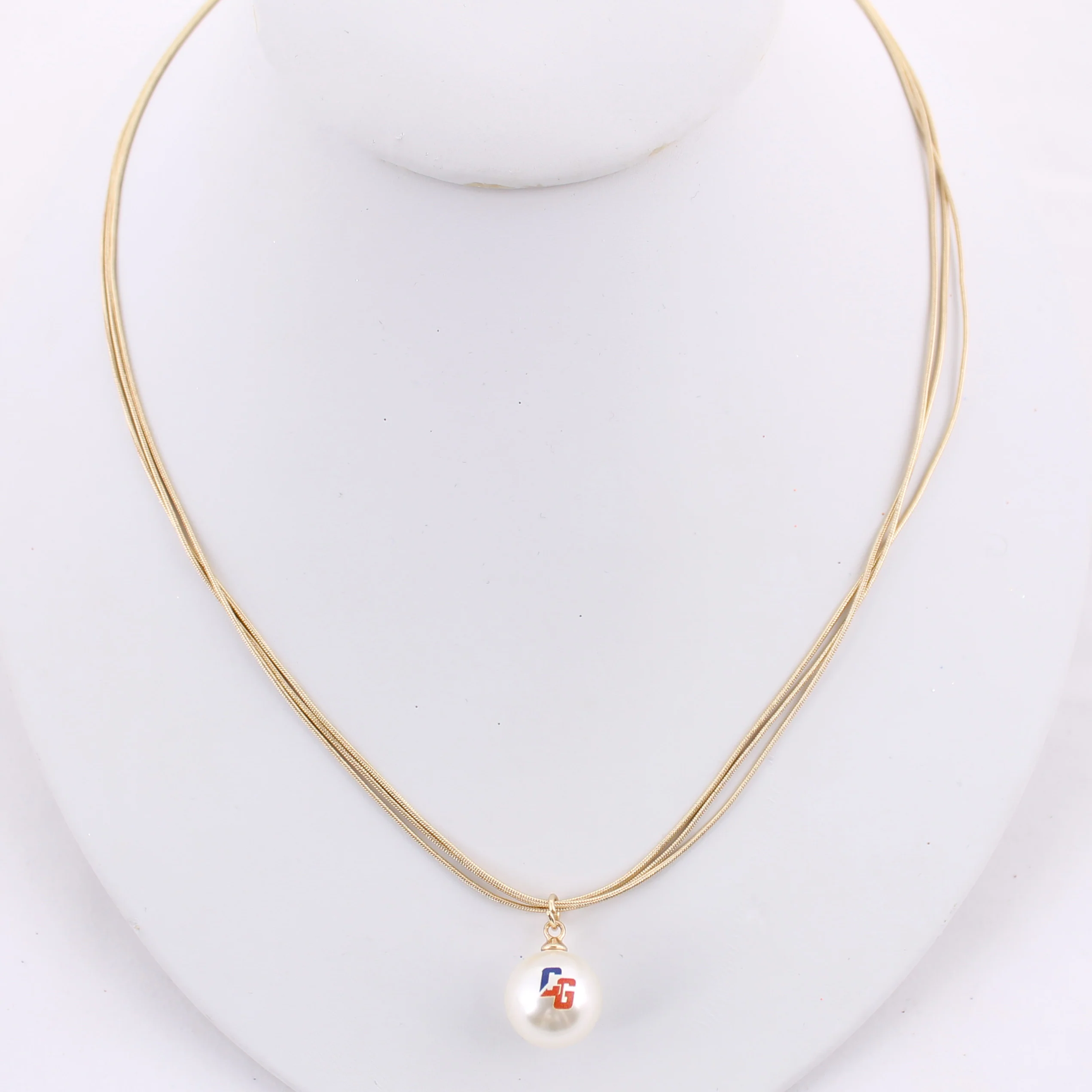 Seasons Jewelry Coast Guard Pearl Logo Three Strand Necklace