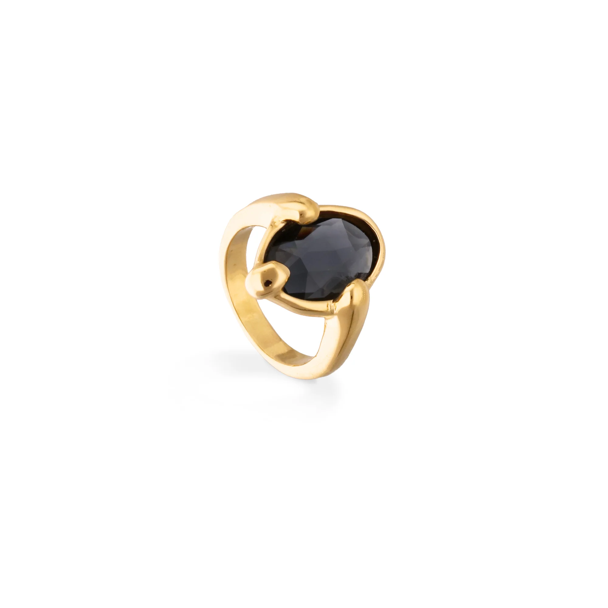 UNOde50 Ser Deslumbrante Black Oval Crystal Gold Ring - Size 7.5 - Image 2